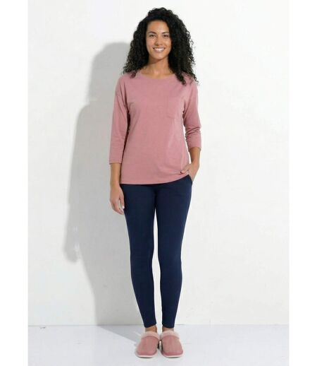 T-shirt coton uni col rond manches 3/4