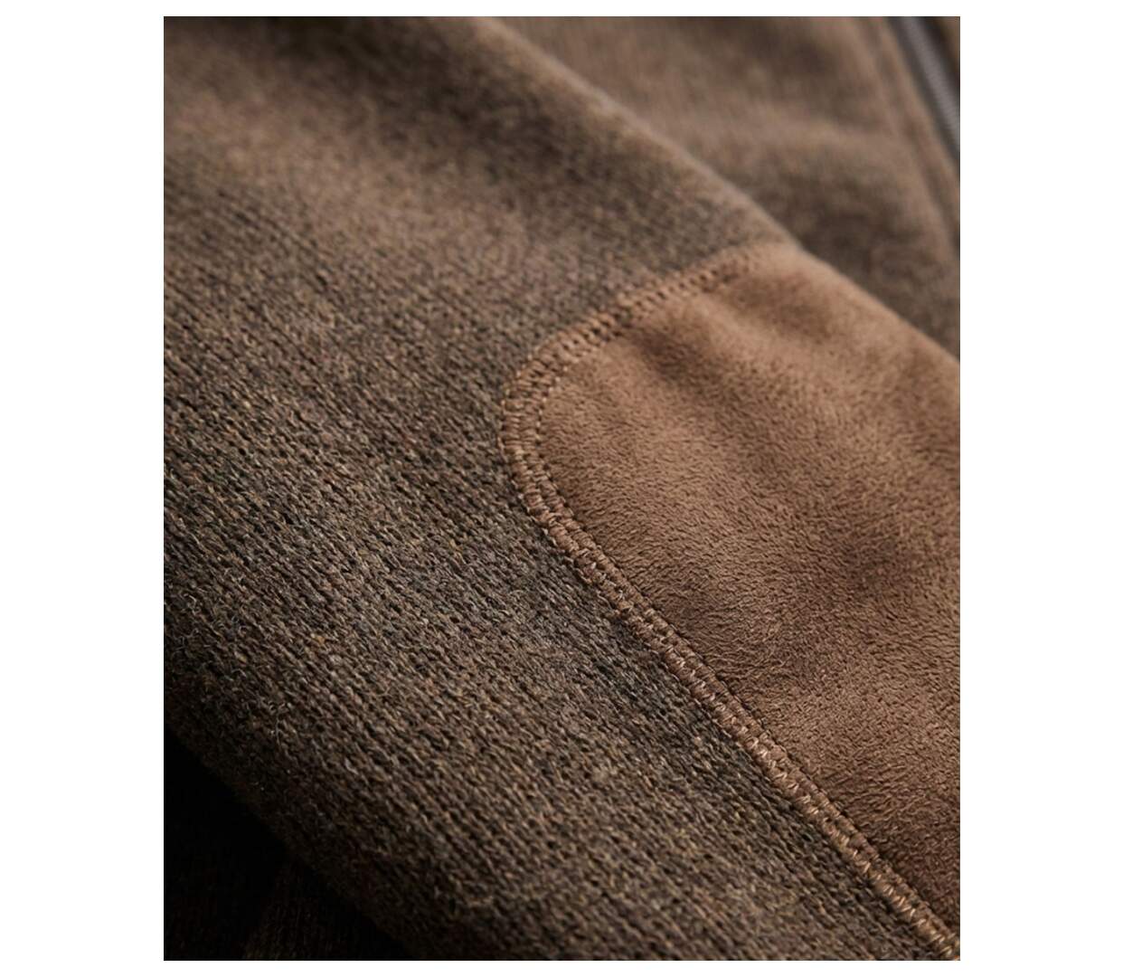 Cardigan Zippé Polaire Tricot Marron - Col Montant & Coudières-2