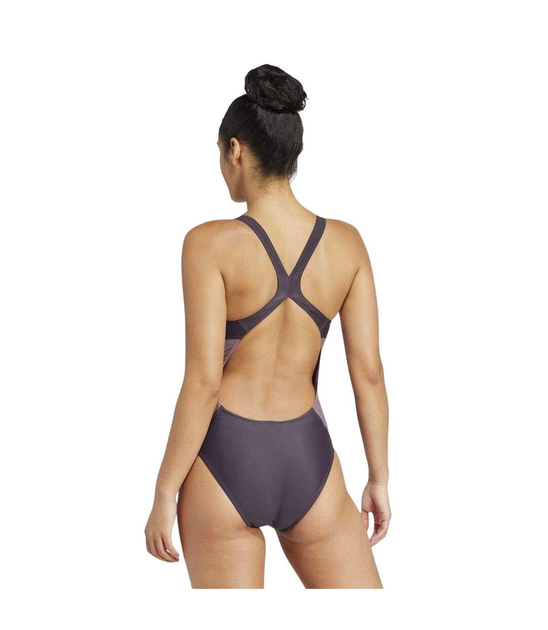 Womens/ladies Colour Block One Piece Swimsuit Purple Adidas-3