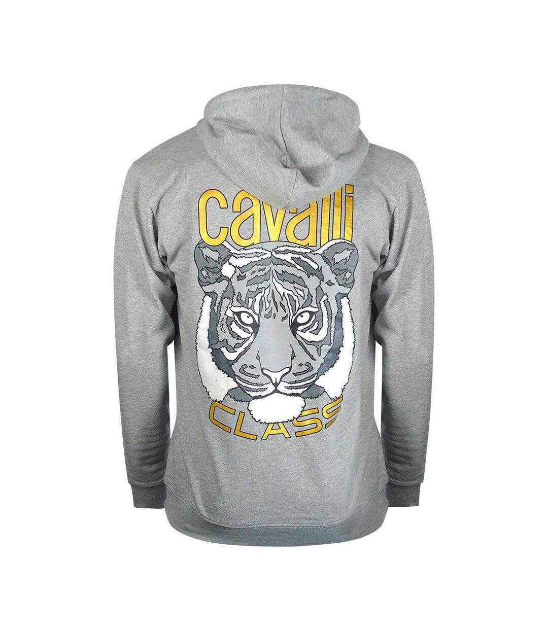 Mens Tiger Back Print Hoodie Grey Cavalli Class-2