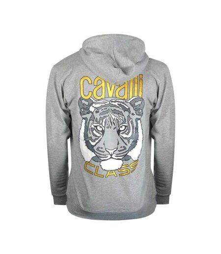 Mens Tiger Back Print Hoodie Grey Cavalli Class