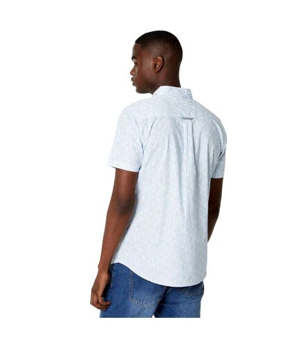 Mens linear short-sleeved shirt white Maine