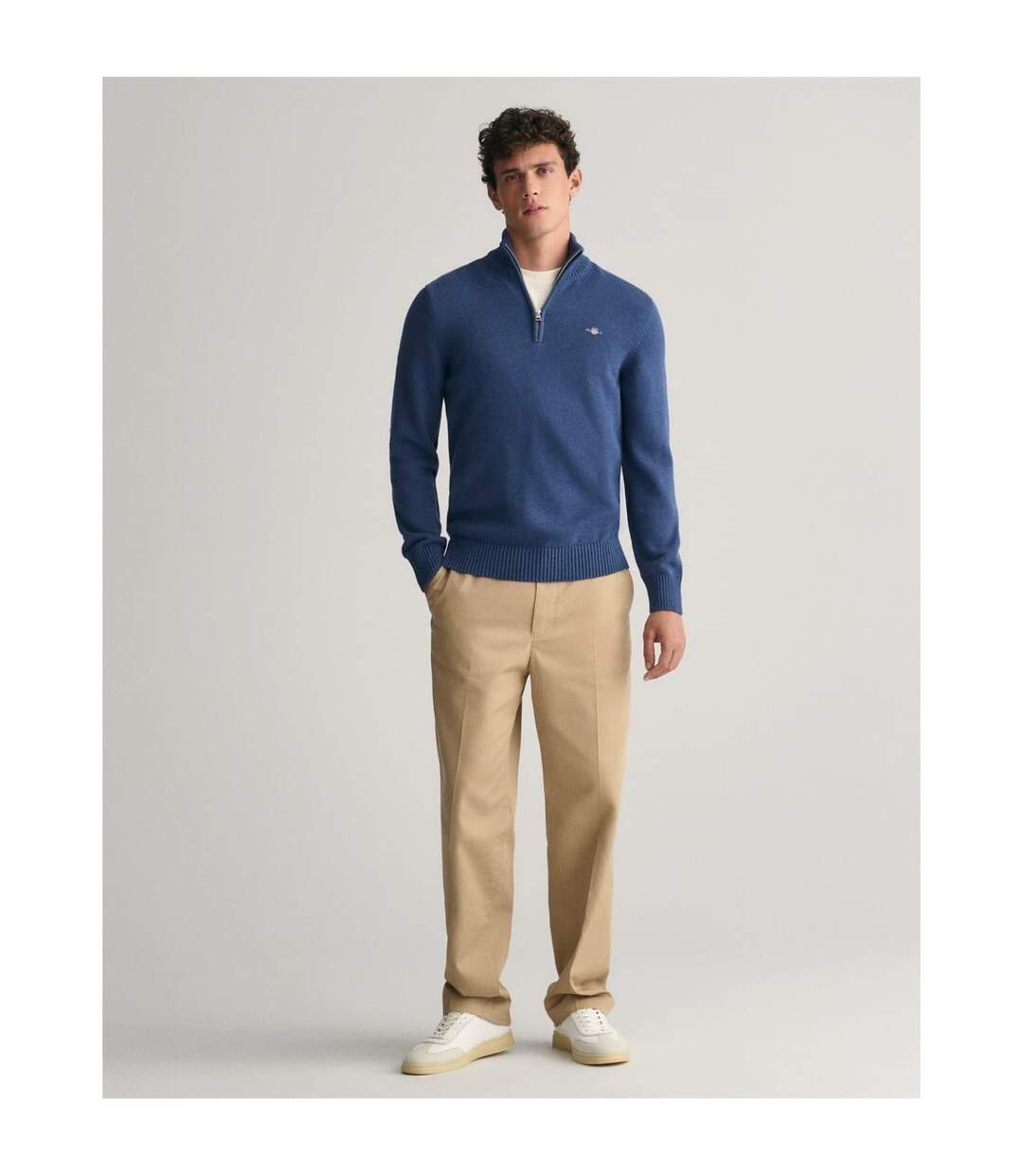 Mens Micro Textured Half Zip Sweatshirt Marine Gant-4