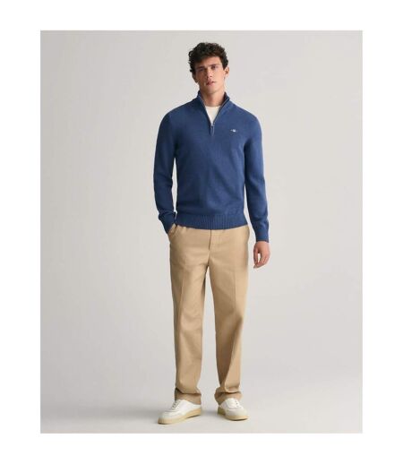 Mens Micro Textured Half Zip Sweatshirt Marine Gant