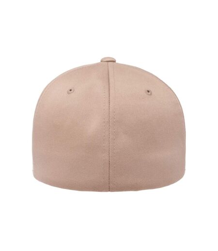 Childrens/kids Wooly Combed Baseball Cap Khaki Flexfit