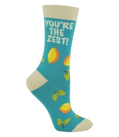 1 Pack Ladies Novelty Turquoise Lemon Bamboo Socks