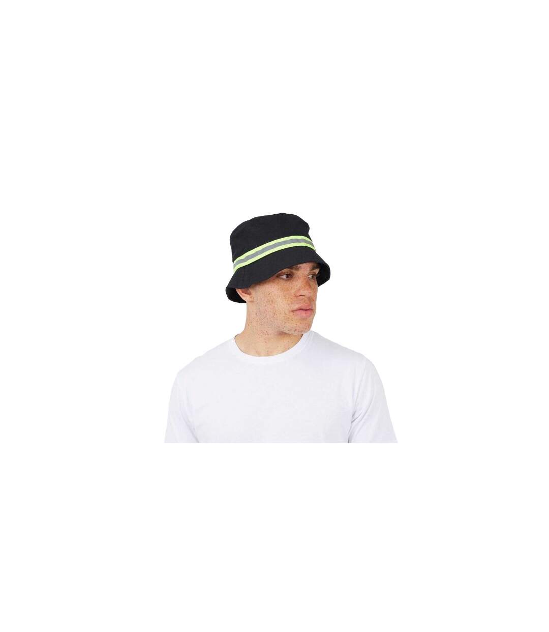 Mens Reflective Cotton Bucket Hat Black Brave Soul-1