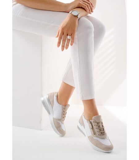 Baskets grande largeur compensées cuir