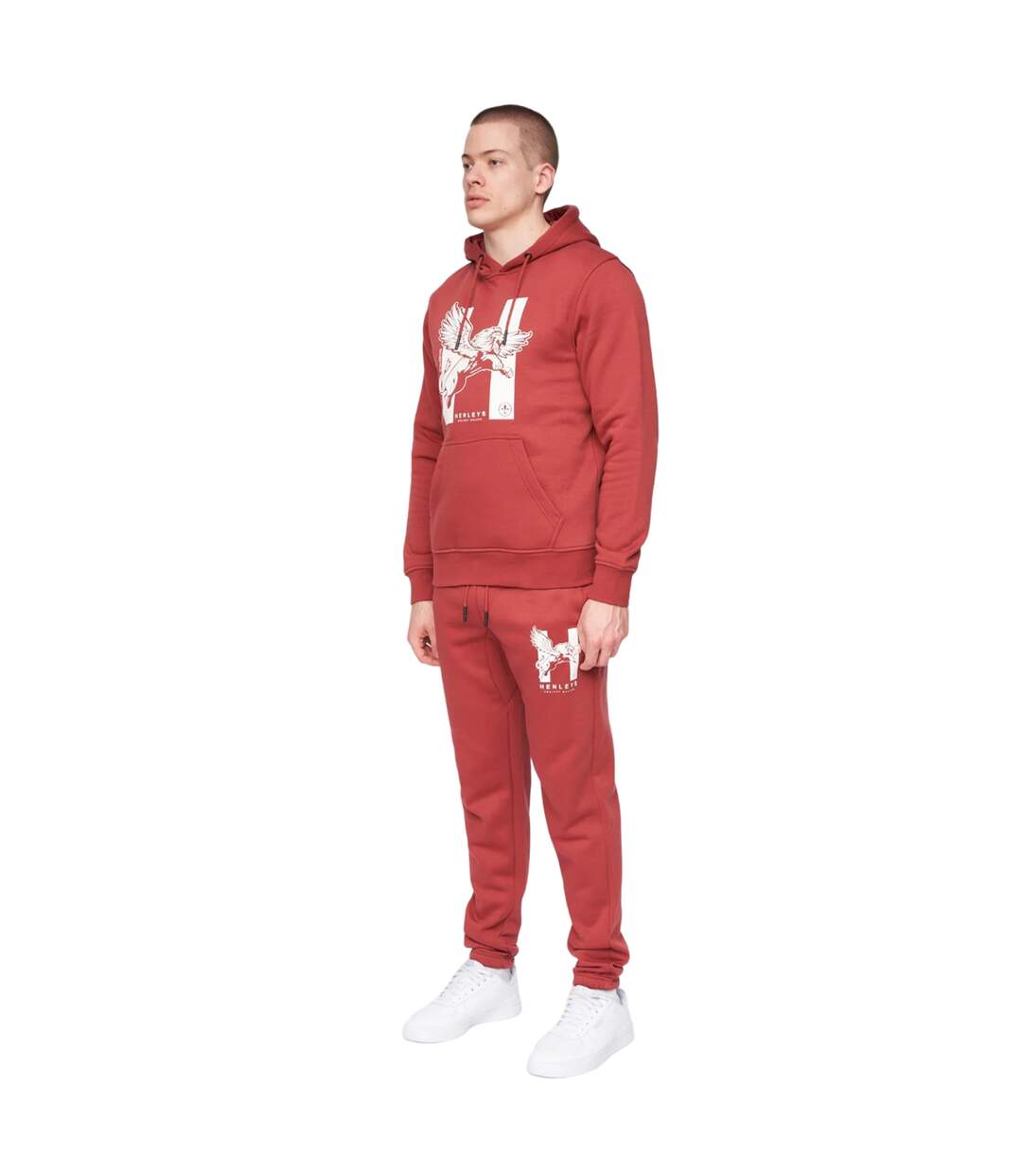 Sweat à capuche curveball homme rouge foncé Henleys-3