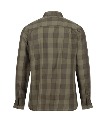 Regatta Mens Lance Checked Shirt (Dark Khaki/Clover) - UTRG6182