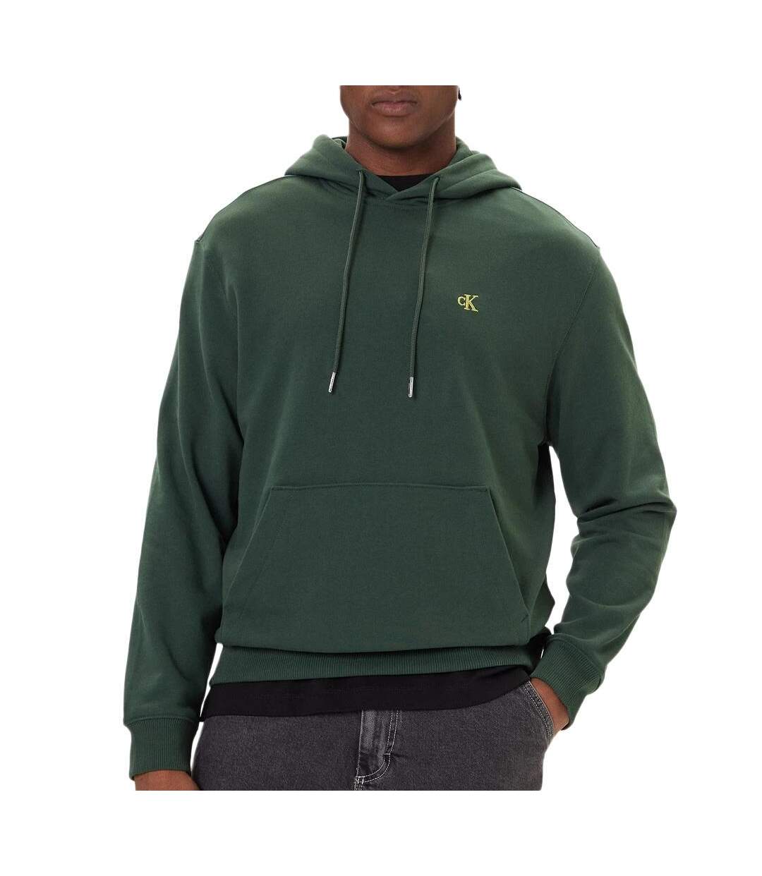 Sweat à capuche vert homme calvin klein jeans  350 terry-1