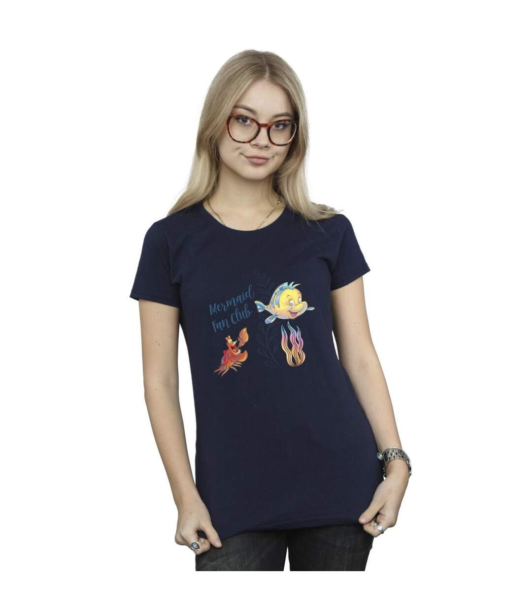 Disney T-shirt coton The Little Mermaid Club Femme/Ladies (Bleu marine) - UTBI26354-2