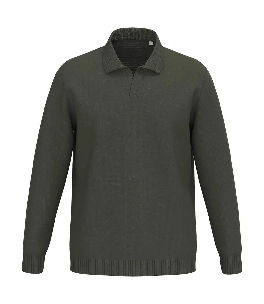 Mens Polo Neck Jumper Organic Khaki Spasso-1