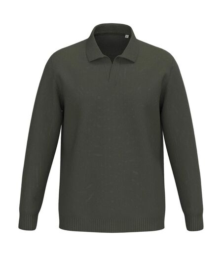 Mens Polo Neck Jumper Organic Khaki Spasso