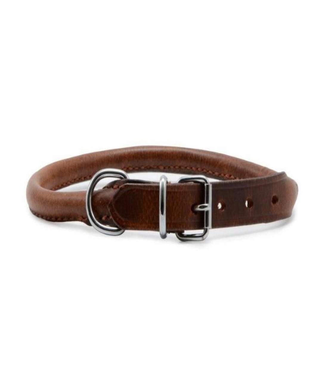 Round leather dog collar 20in chestnut Ancol-1