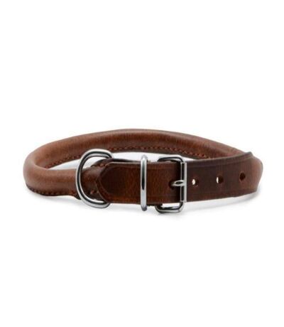 Round leather dog collar 20in chestnut Ancol