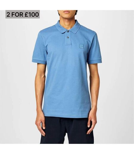 Mens Passenger Box Logo Polo Shirt Sky Blue Boss