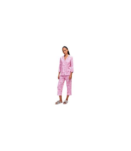 Ensemble De Pyjama Long Manches ¾ Motif/style Cachemire Femme Rose Ralph Lauren
