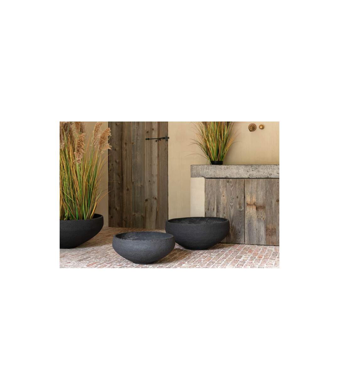 Lot de 3 Cache-Pots en Argile Abel 69cm Noir-4