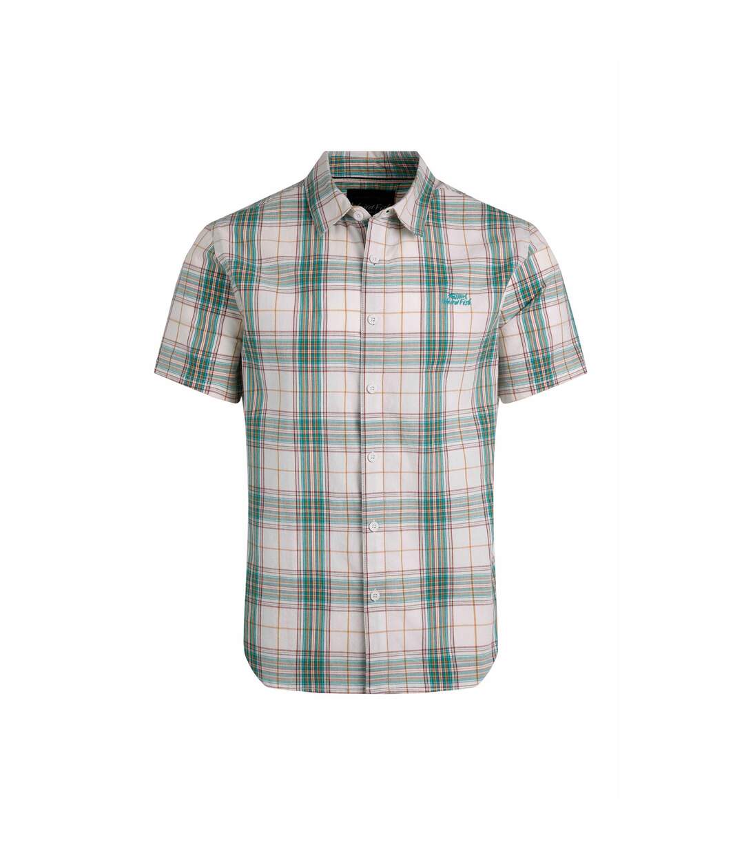 Mens judd checked organic cotton short-sleeved shirt viridis Weird Fish-1