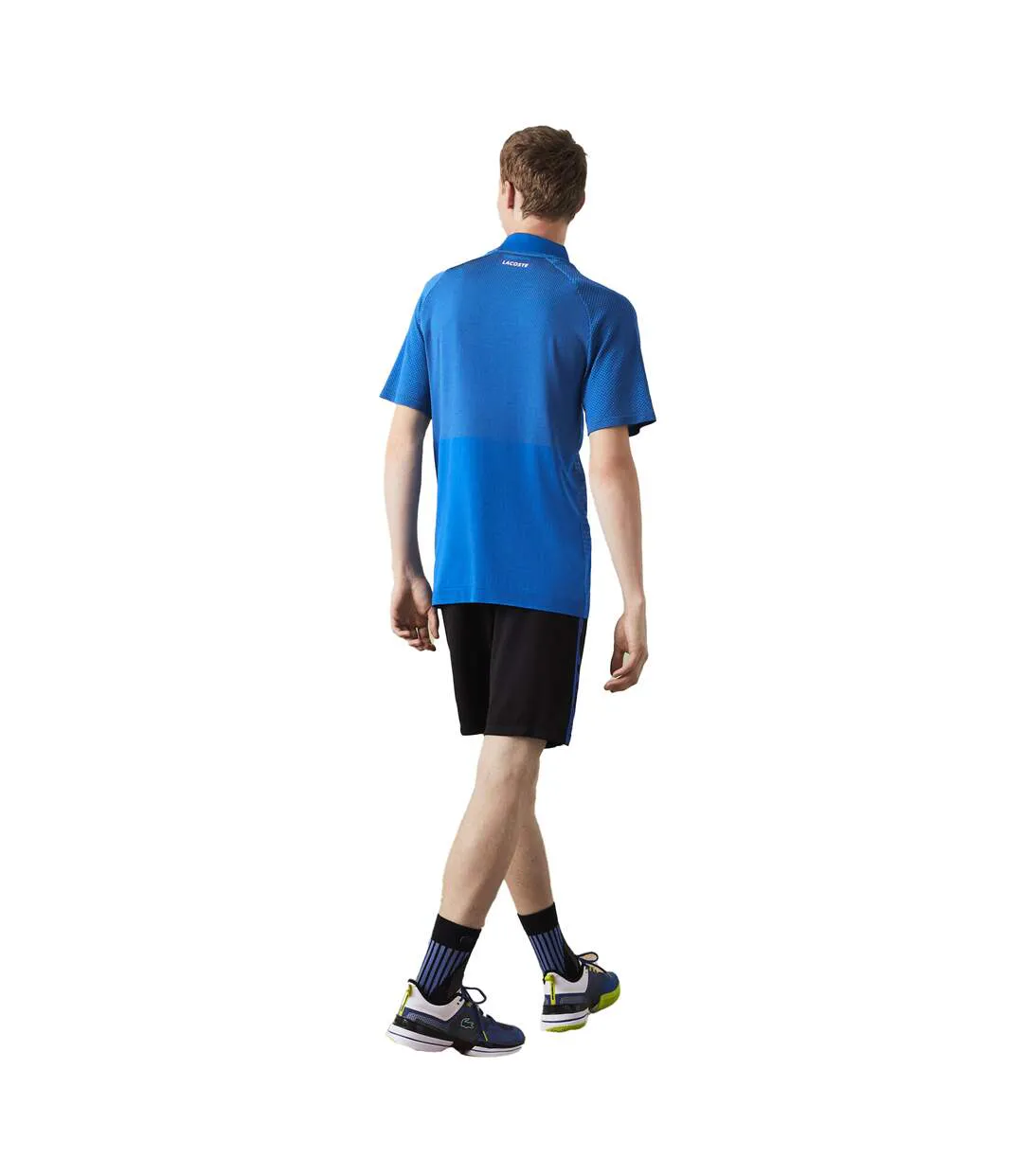 Mens Geometric Pattern Ultra Dry Polo Shirt Blue Lacoste-3