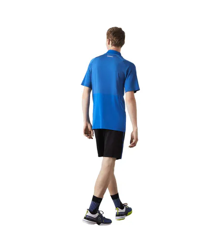 Mens Geometric Pattern Ultra Dry Polo Shirt Blue Lacoste