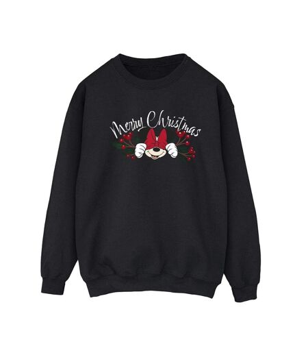 Disney Femmes/Les femmes Minnie Mouse Christmas Holly Sweatshirt (Noir) - UTBI29341
