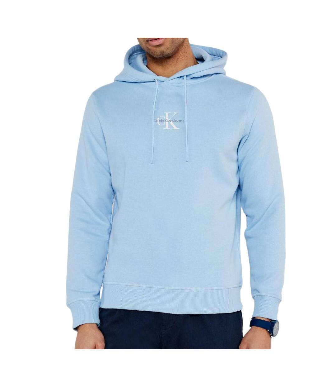 Sweat à capuche bleu homme calvin klein monologo - l-1