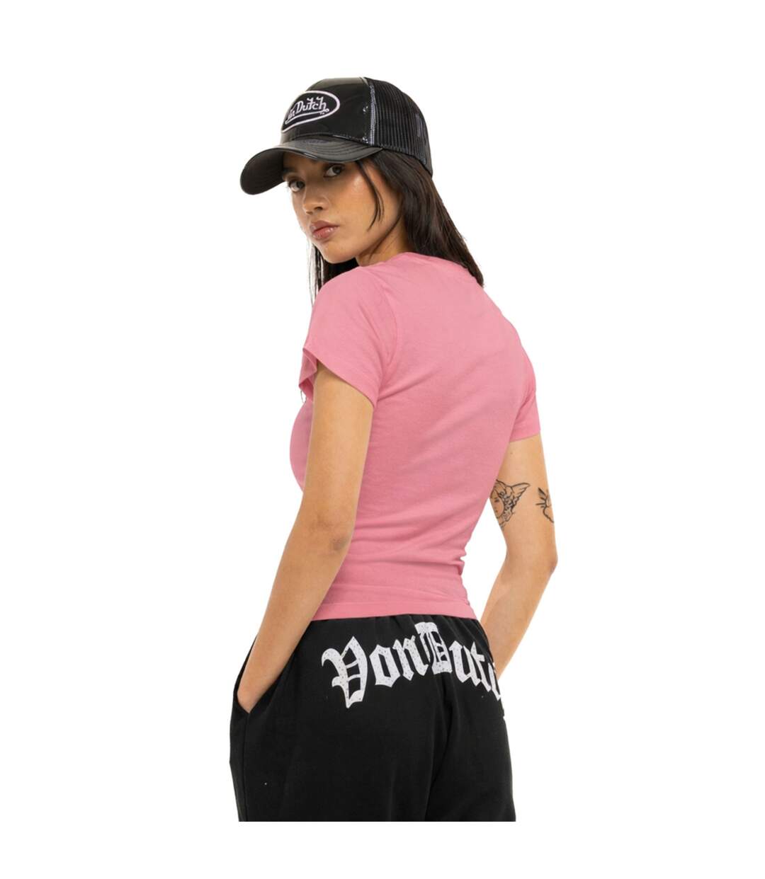 T-shirt femme moulant col rond print glitter devant Lucy Vondutch-2