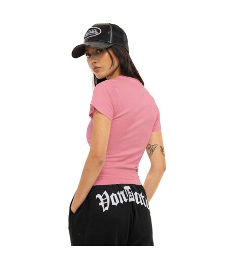 T-shirt femme moulant col rond print glitter devant Lucy Vondutch