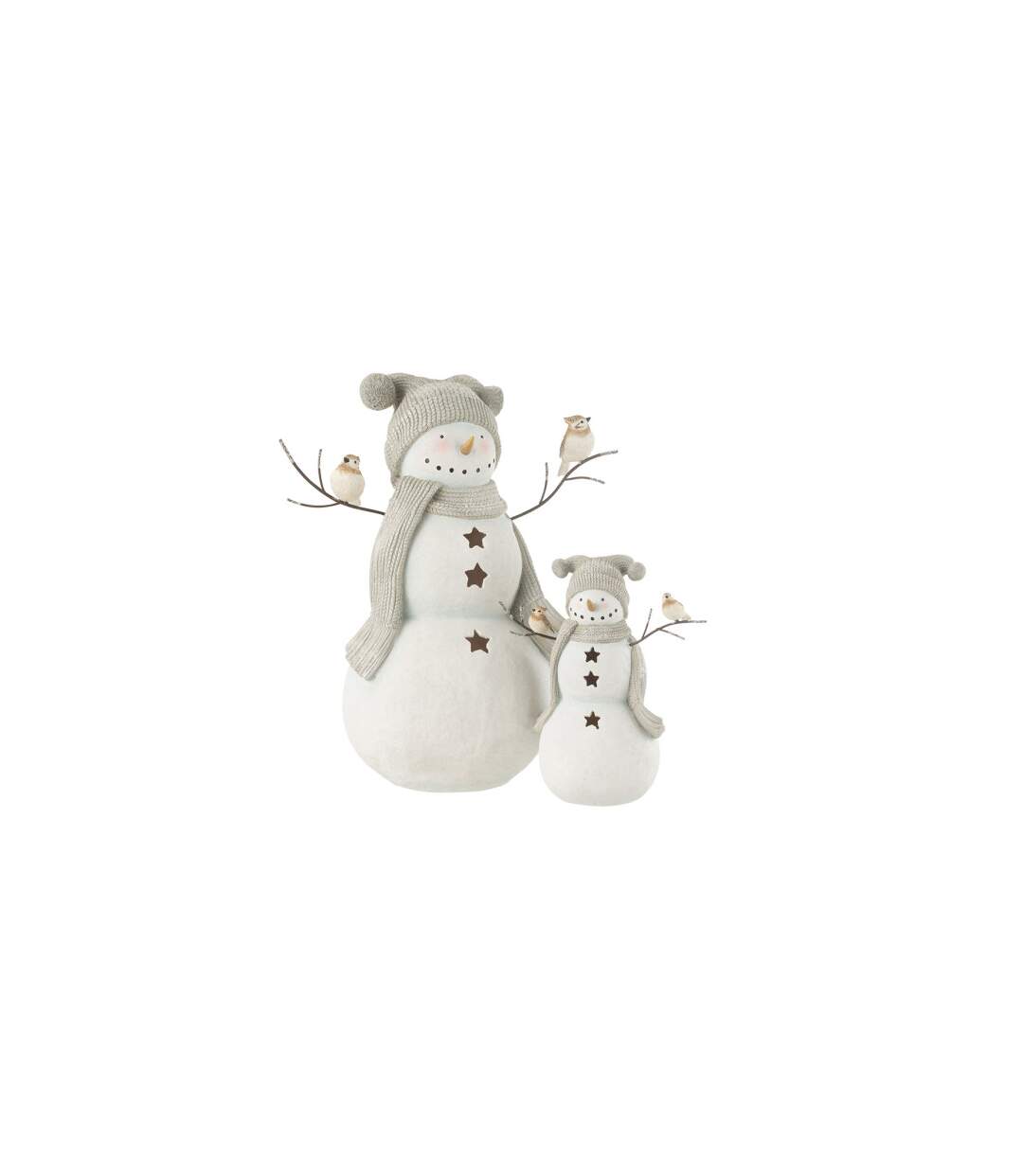 Bonhomme de Neige Déco Oiseaux 27cm Blanc-2