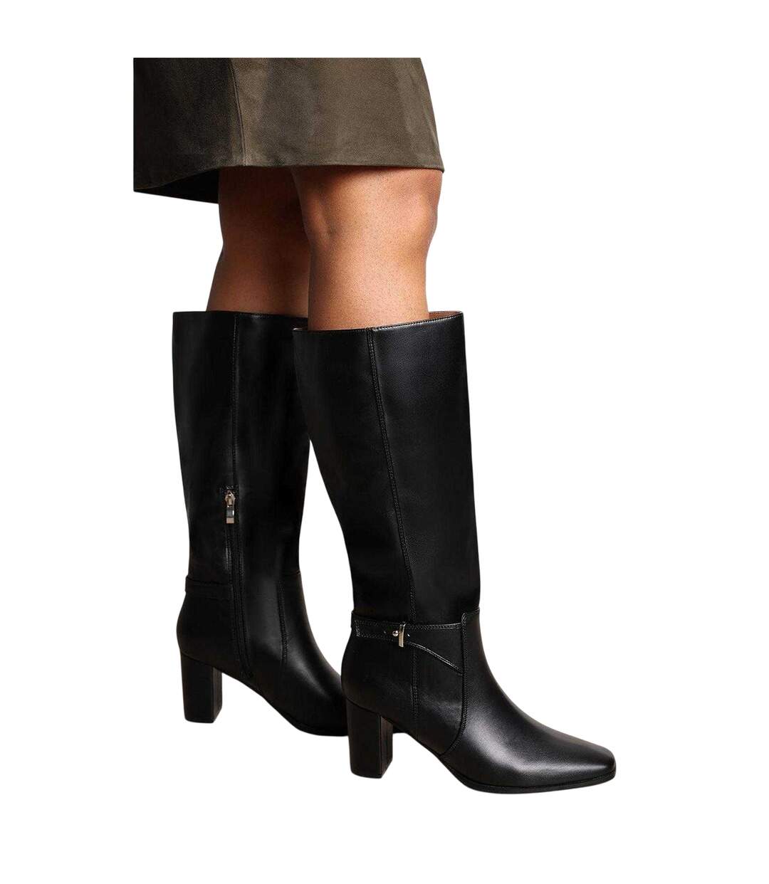 Womens/ladies Wynne Block Heel Knee-high Boots Black Where´s That From-4