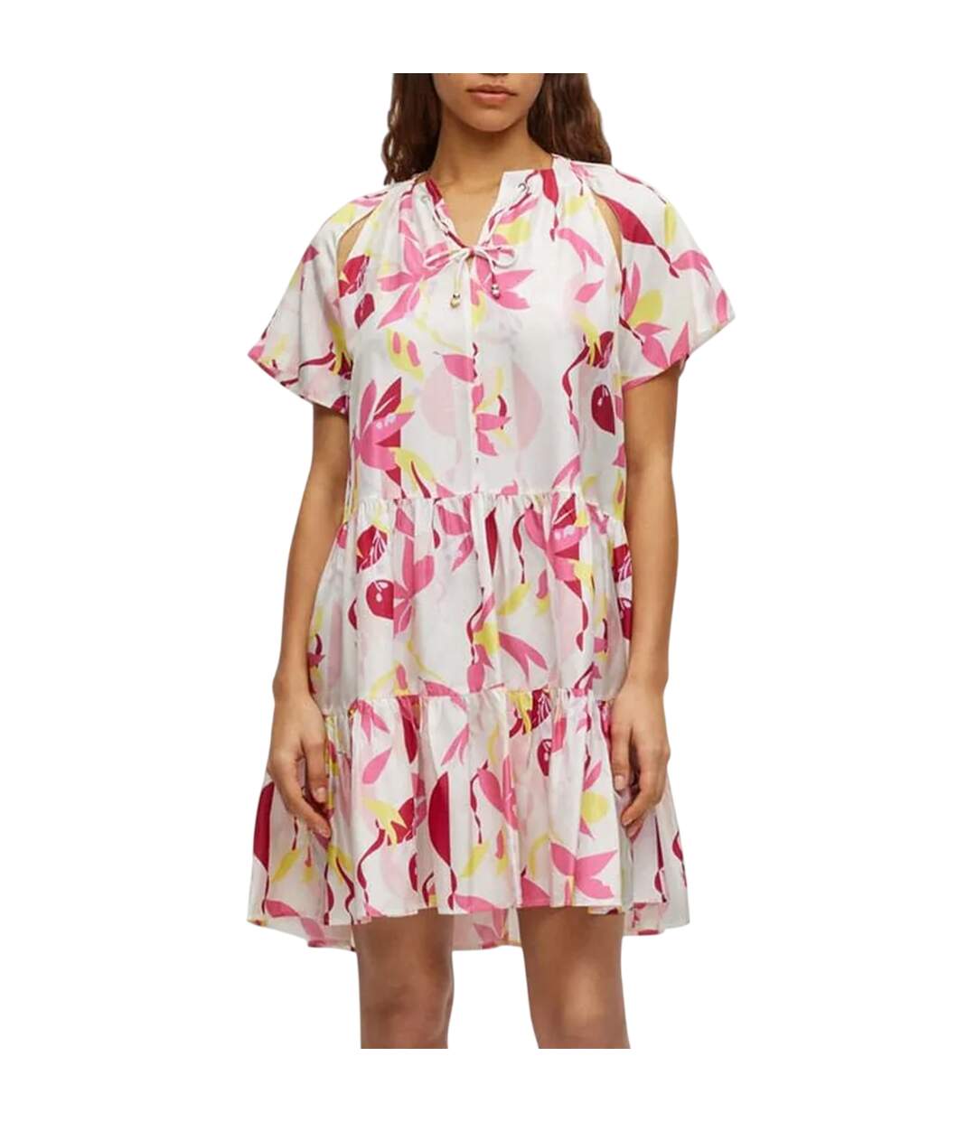 Womens/ladies Darouna Silk Mini Dress Multicoloured Boss-4