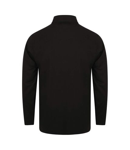 Henbury Mens Long Sleeve Cotton Rich Roll Neck Top / Sweatshirt (Black)