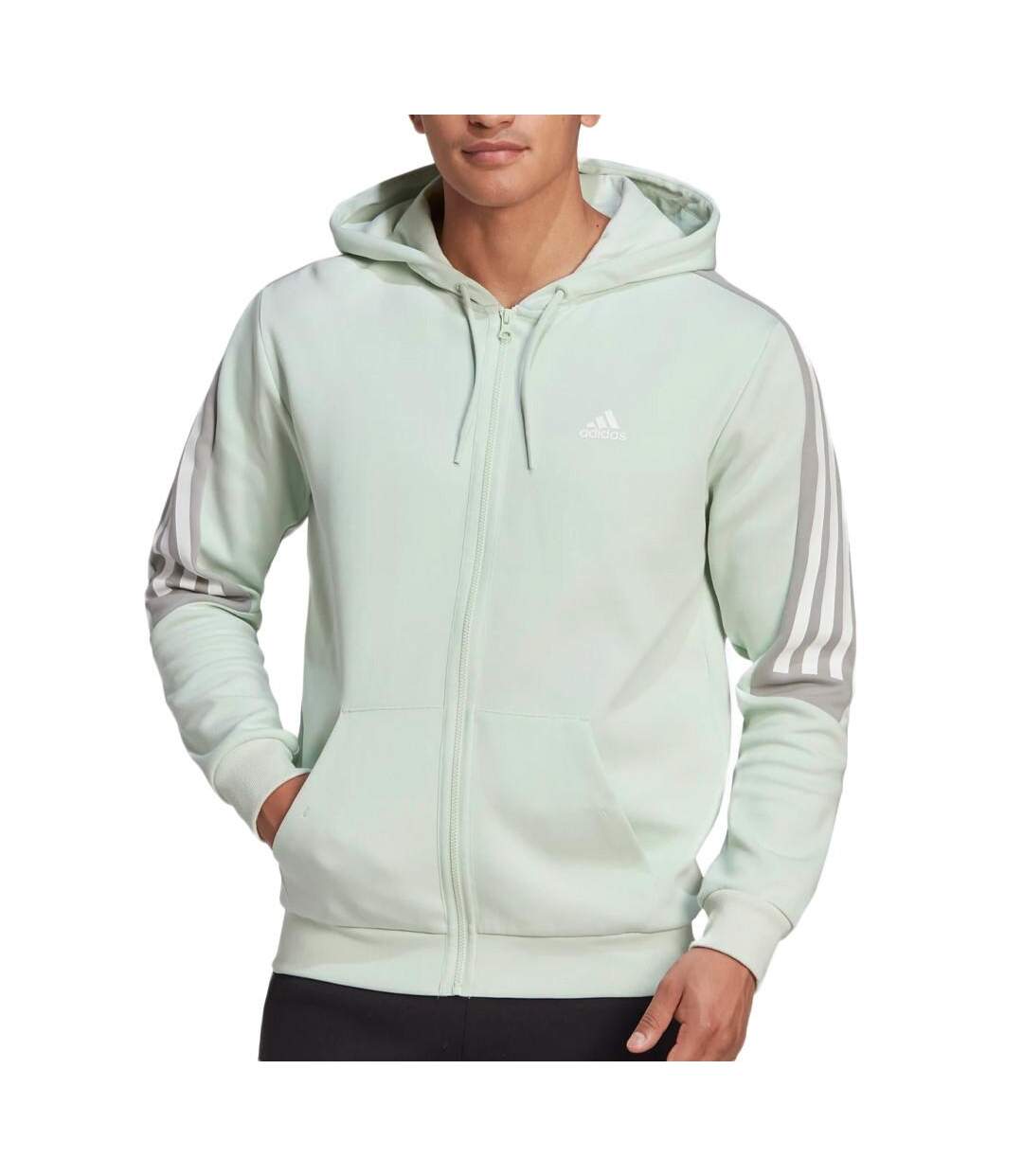 Sweat vert clair homme adidas m fi 3s fz - s-1