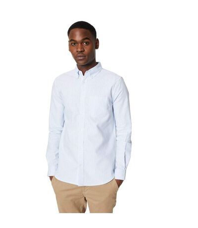 Mens Pinstripe Oxford Long-sleeved Formal Shirt Light Blue Burton
