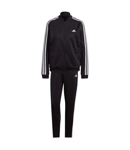 Womens/ladies Essentials Striped Tracksuit Black Adidas