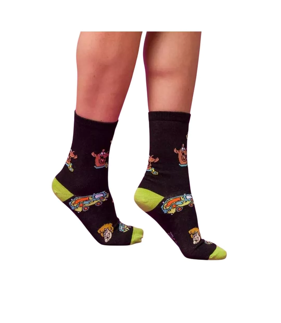 Chaussettes Motif/style Mystery Machine Adulte Noir Vert Scooby Doo-1