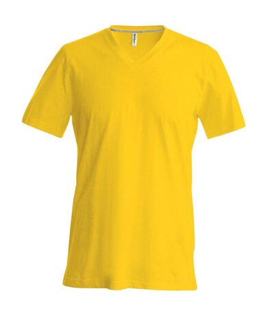 Kariban Mens Short Sleeve V Neck Slim Fit T-Shirt (Yellow) - UTRW707