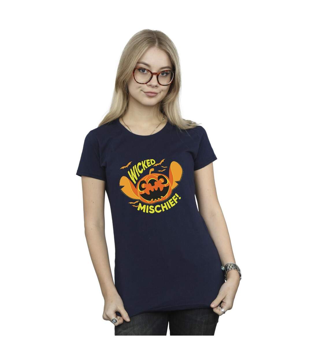 Disney T-shirt en coton Femmes/Ladies Lilo And Stitch Wicked Mischief (Bleu marine) - UTBI25653-2