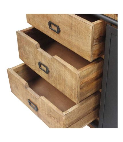 Meuble en bois de manguier 3 tiroirs portes coulissantes en fer