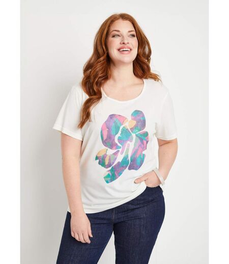 T-shirt col rond avec motif fleuri