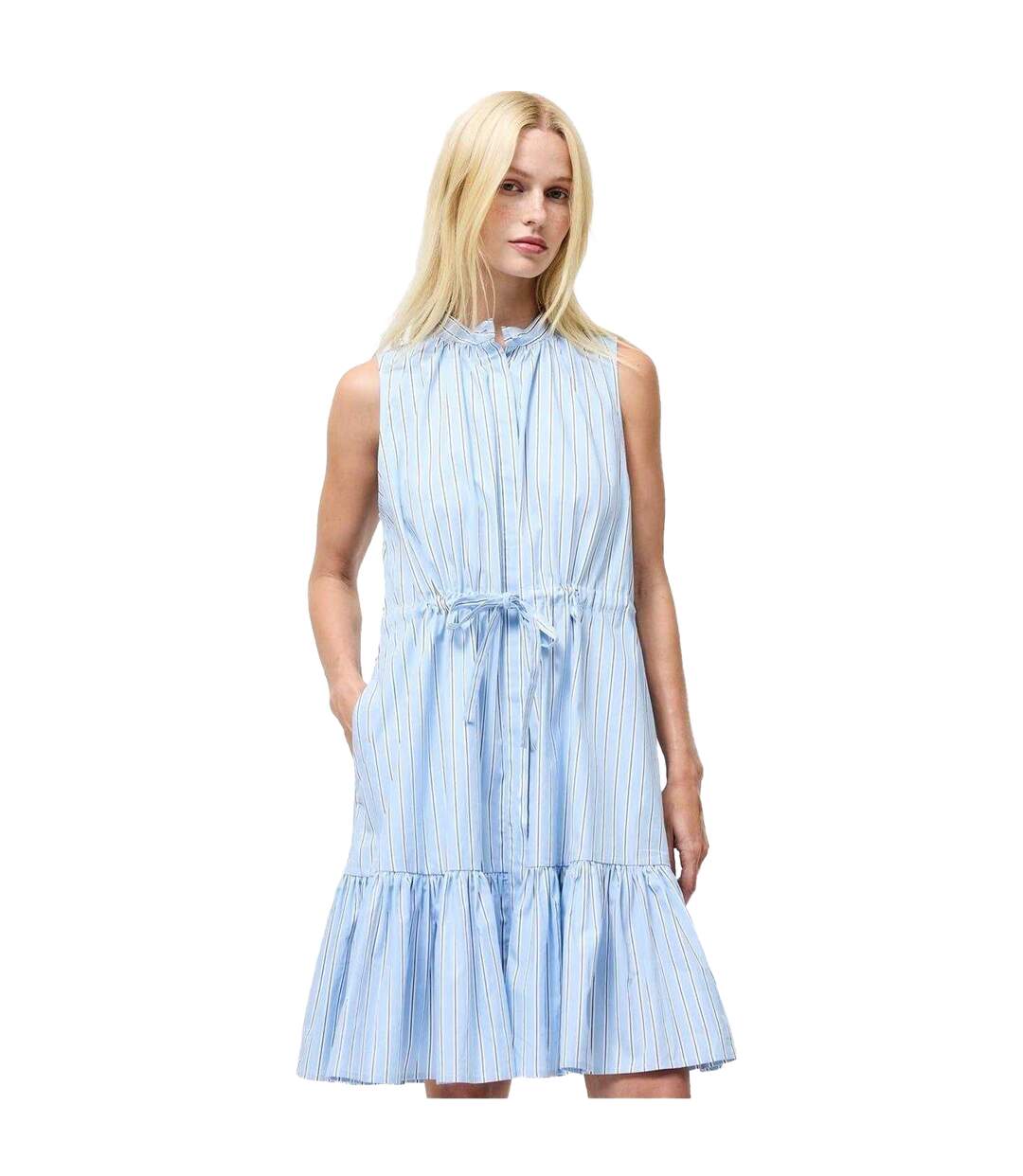 Womens/ladies Era Tiered High-neck Dress Blue French Connection-1