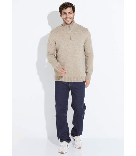 Pull col zippé chaud, laine majoritaire