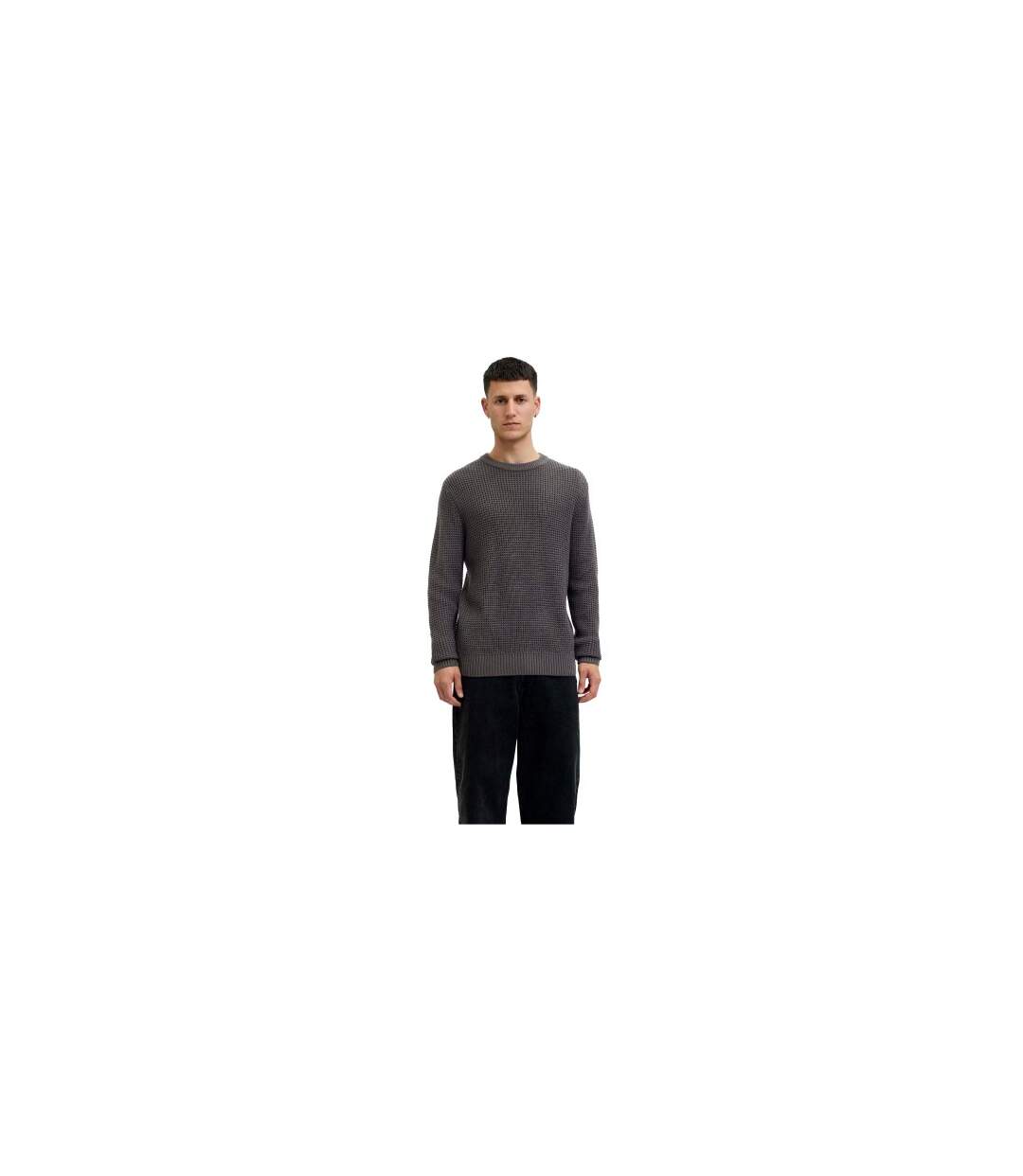 Pull Manches Longues Motif/style Texturé Homme Anthracite Jack And Jones-1