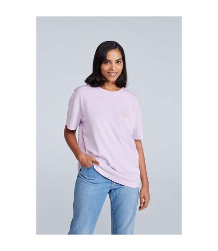 Womens/ladies Leena Organic Cotton Boxy T-shirt Light Purple Animal