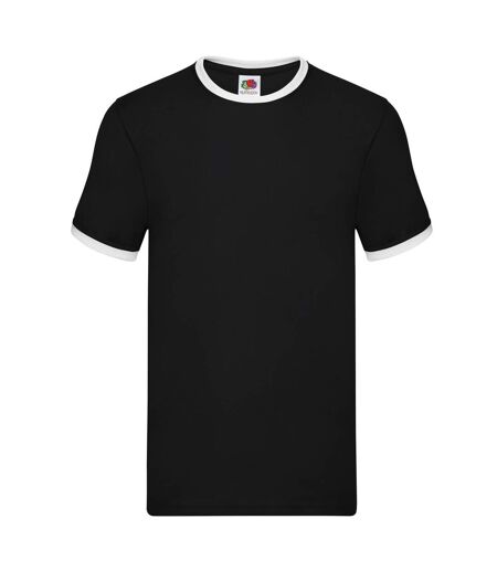 T-shirt Ringer Homme Noir Blanc Fruit Of The Loom
