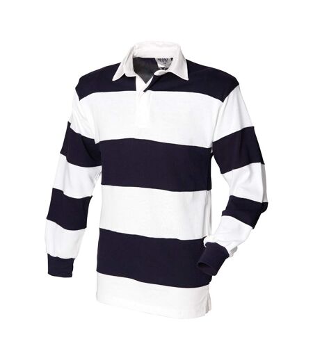 Polo homme blanc / bleu marine Front Row