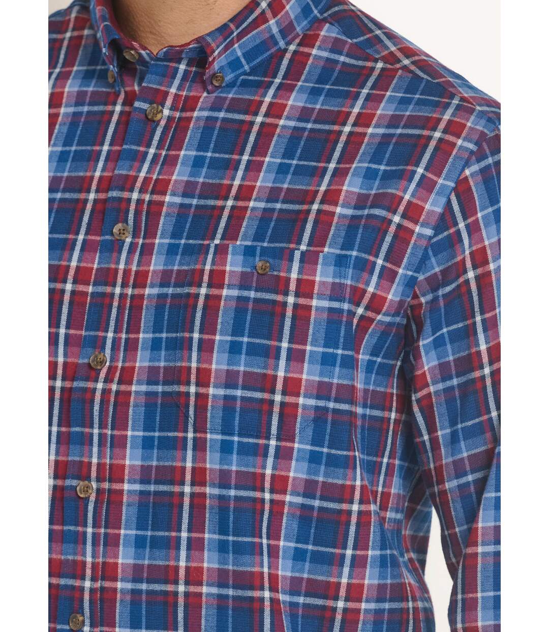 Chemise flanelle détails velours, vif-4