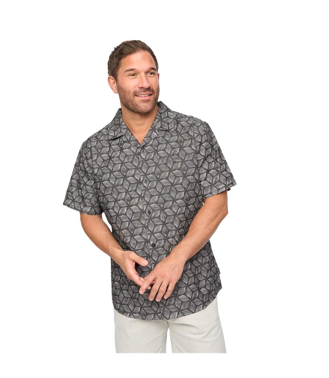 Chemise Manches Courtes Caladium Homme Noir Imprimé Bewley & Ritch-4